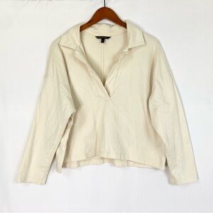 Banana Republic Polo Sweatshirt Size XL Relaxed Casual Cream Tan